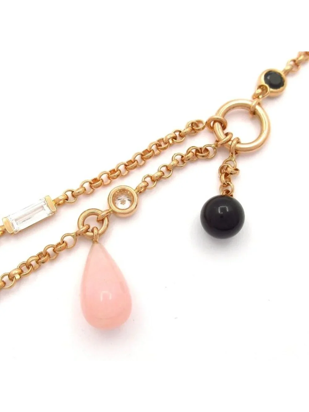 Hermes Bracelet Chaine D'ancre Chaos 18k Pink Gold Diamond Black Jade Spinel